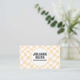 Wavy Checkered Pattern with QR Business Card
