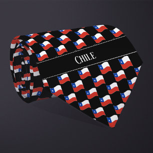 Wavy Chile Flag Pattern  Neck Tie