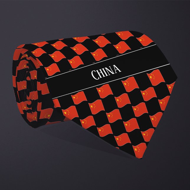 Wavy China Flag Pattern  Neck Tie (Creator Uploaded)