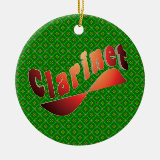 Wavy Clarinet Ceramic Ornament (Front)
