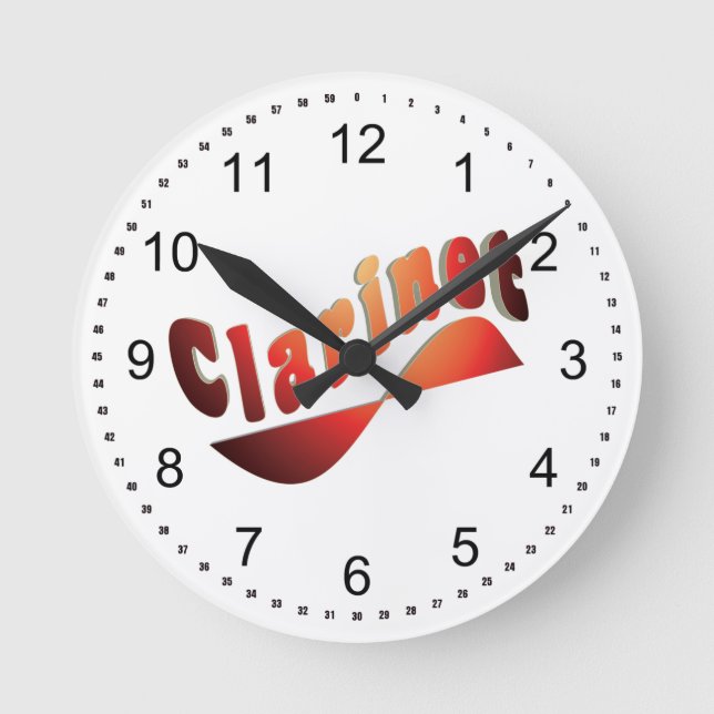 Wavy Clarinet Round Clock (Front)