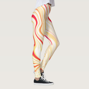 Wavy cloth with light beige tones, red pink curve leggings