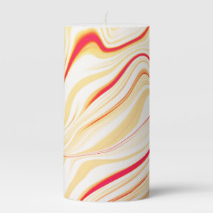 Wavy cloth with light beige tones, red pink curve pillar candle