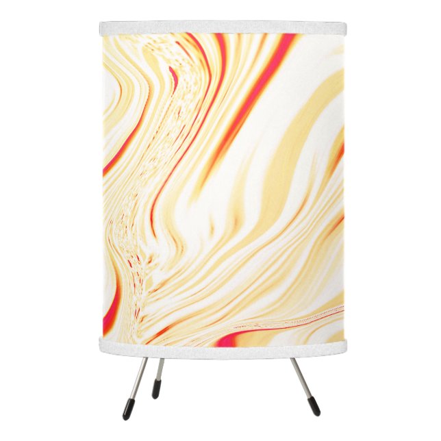 Wavy cloth with light beige tones, red pink curve tripod lamp (Left)