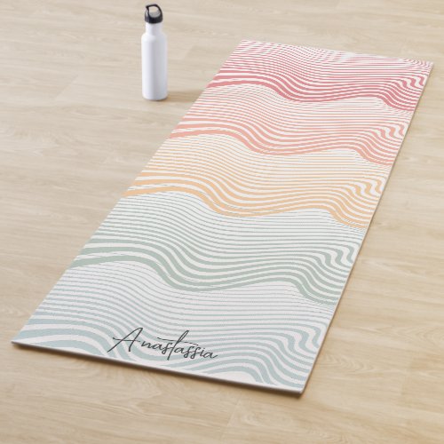 Wavy colored stripes with your NAME  sport Yoga Mat