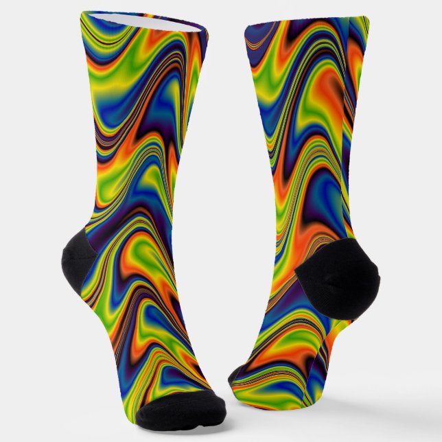Wavy Colorful Abstract Socks (Angled)
