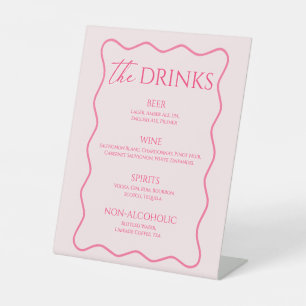 Wavy Colorful Pink Drink Menu Bar Pedestal Sign