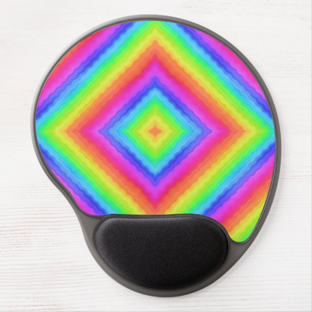 Wavy Colorful Square Psychedelic Pattern  Gel Mouse Pad (Front)
