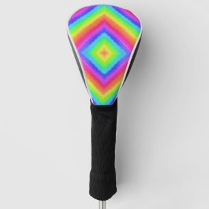 Wavy Colorful Square Psychedelic Pattern Golf Head Cover