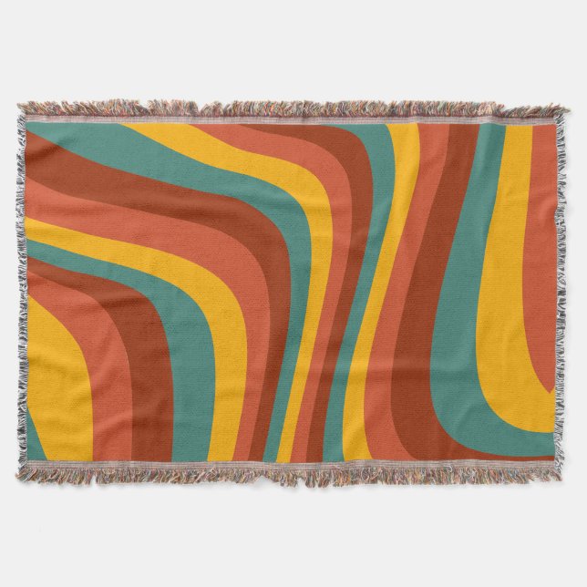 Wavy colorful  throw blanket (Front)