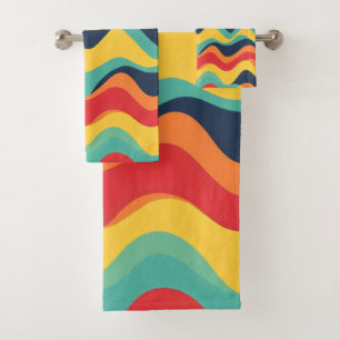 Wavy colors bath towel set