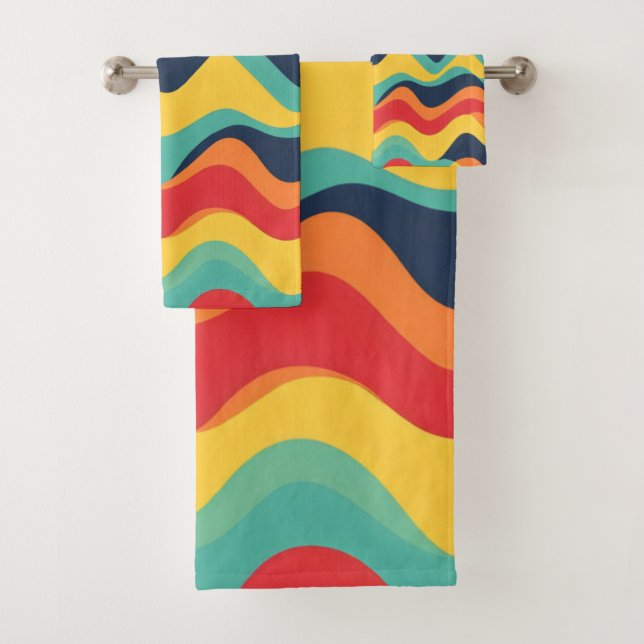 Wavy colors bath towel set (Insitu)