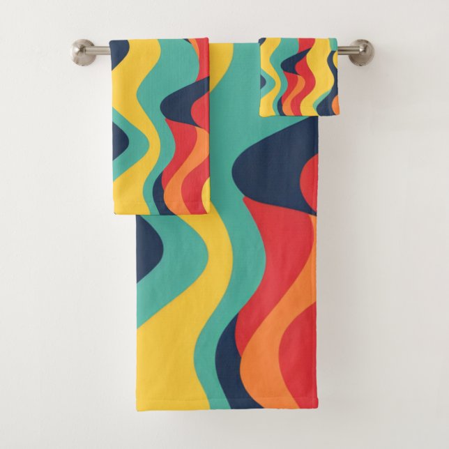 Wavy colors bath towel set (Insitu)
