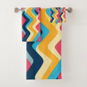 Wavy colors zigzag bath towel set