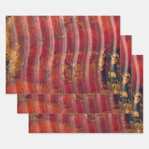 Wavy Copper Wrapping Paper Sheets