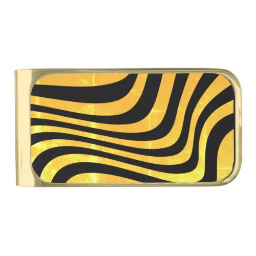 Wavy Curve Line Shapes Gold Finish Money Clip