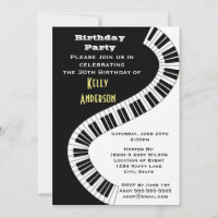 Wavy Curved Piano Keys Birthday