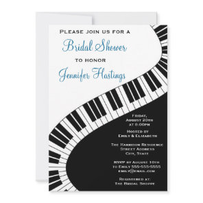 Wavy Curved Piano Keys Bridal Shower Invitation