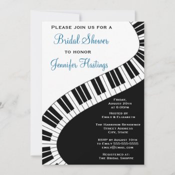 Wavy Curved Piano Keys Bridal Shower Invitation by Mirribug at Zazzle