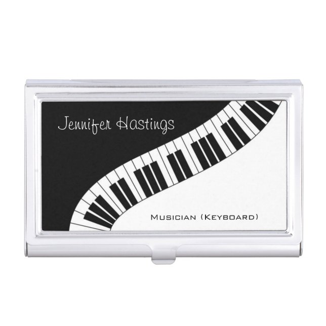 Wavy Curved Piano Keys Business Card Case (Front)