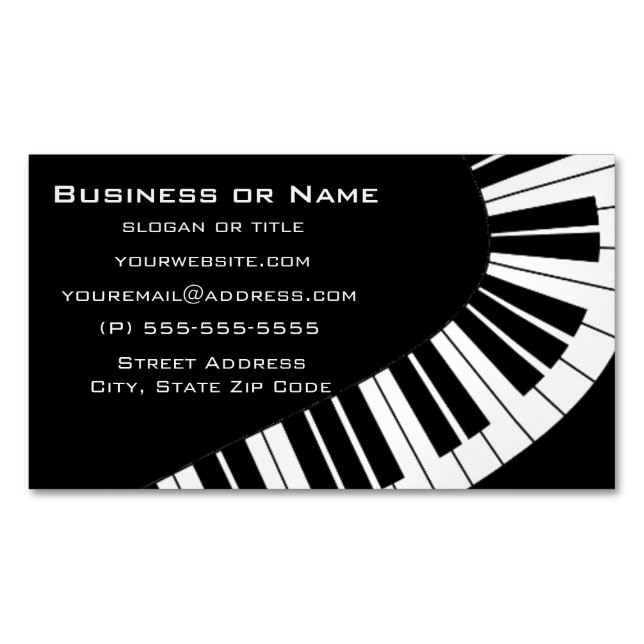 Wavy Curved Piano Keys Business Card Magnet (Front)