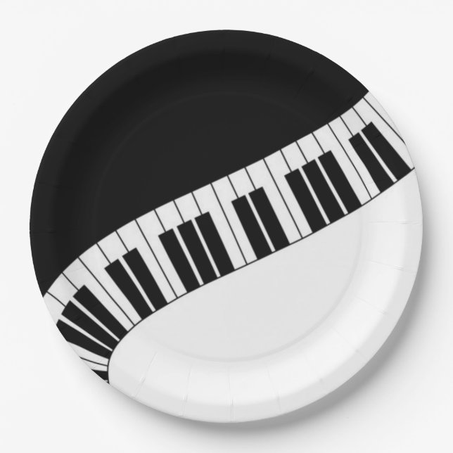 Wavy Curved Piano Keys Paper Plates (Front)