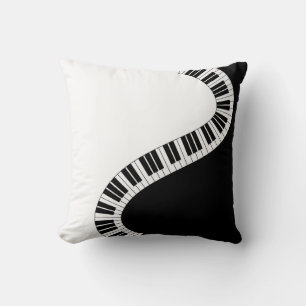 Wavy Curved Piano Keys Throw Pillow