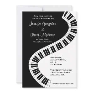 Wavy Curved Piano Keys Wedding Invitation
