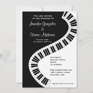 Wavy Curved Piano Keys Wedding Invitation