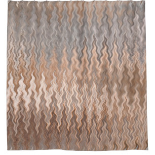 Wavy Curvy Brown Orange Silver Grey Gray Pattern Shower Curtain