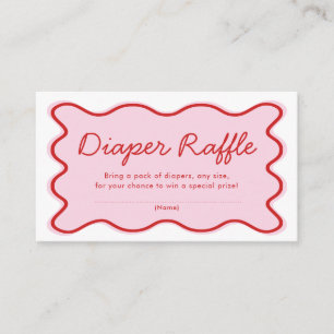 Wavy Curvy Pink and Red Baby Shower Diaper Raffle  Enclosure Card