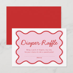 Wavy Curvy Pink and Red Baby Shower Diaper Raffle  Invitation