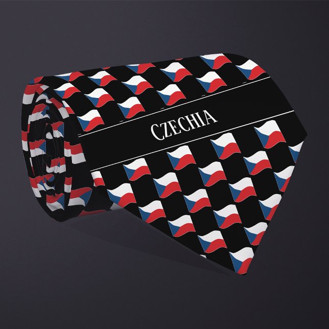 Wavy Czechia Flag Pattern  Neck Tie (Creator Uploaded)