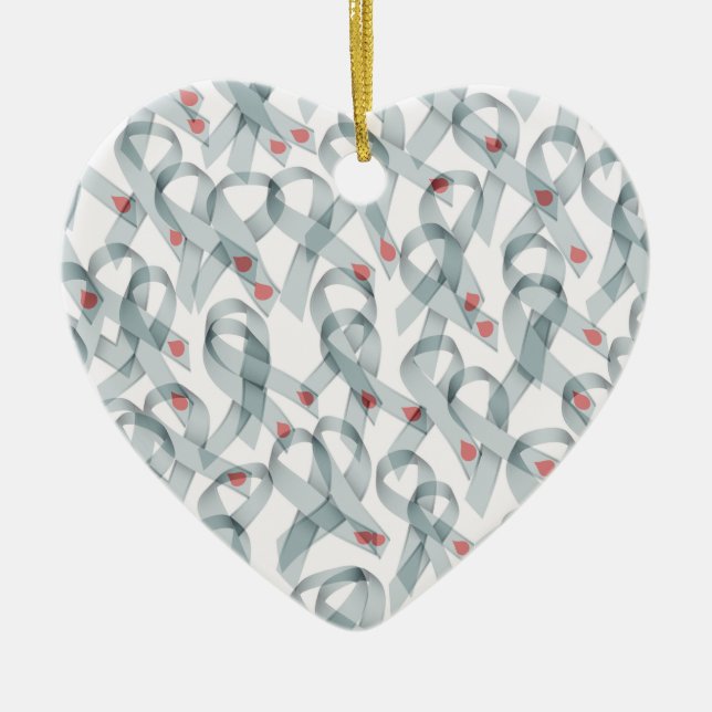 WAVY DIABETES RIBBONS CERAMIC ORNAMENT (Front)