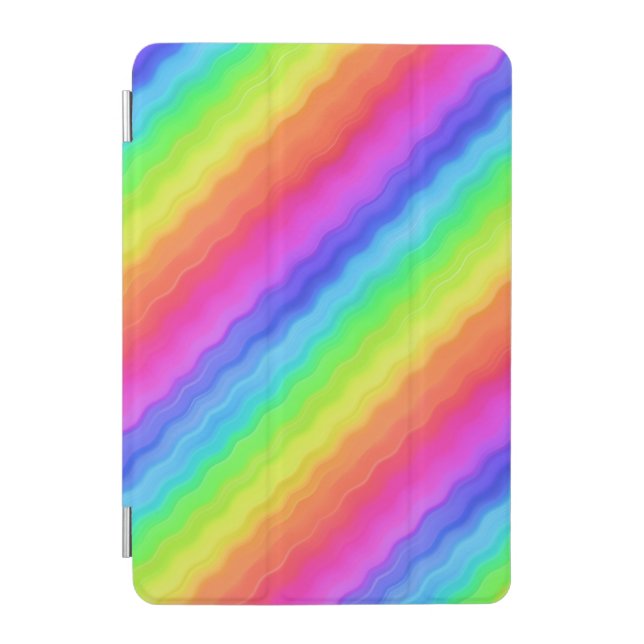 Wavy Diagonal Colorful Rainbow Design iPad Mini Cover (Front)