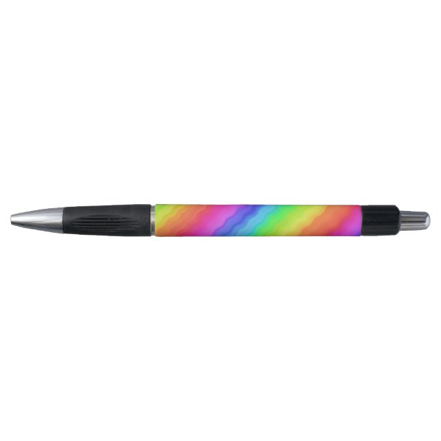Wavy Diagonal Colorful Rainbow Design Pen (Front)