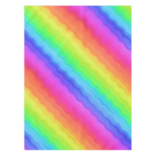 Wavy Diagonal Colorful Rainbow Design Tablecloth