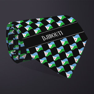 Wavy Djibouti Flag Pattern Neck Tie