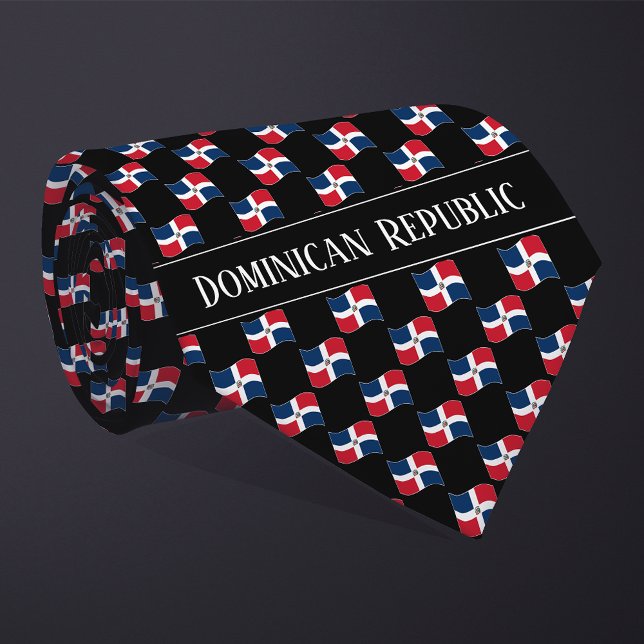 Wavy Dominican Republic Flag Pattern  Neck Tie (Creator Uploaded)