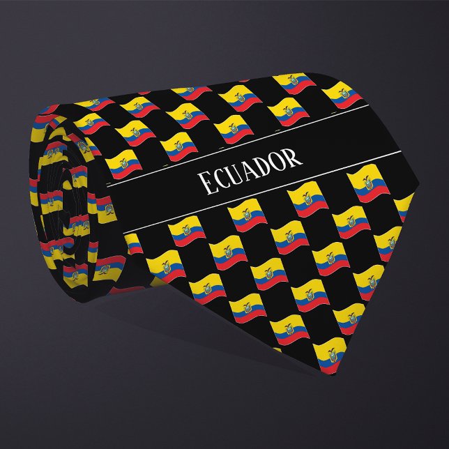 Wavy Ecuador Flag Pattern  Neck Tie (Creator Uploaded)
