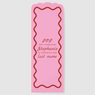 Wavy Edge Pink and Red Pop the Champagne  Bookmarks