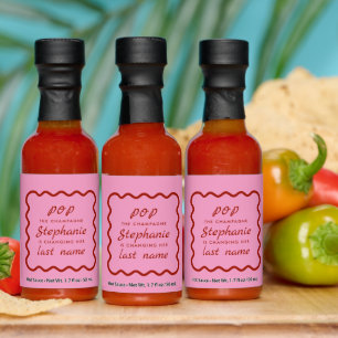 Wavy Edge Pink and Red Pop the Champagne Bridal Hot Sauces