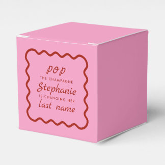 Wavy Edge Pink and Red Pop the Champagne Favor Boxes