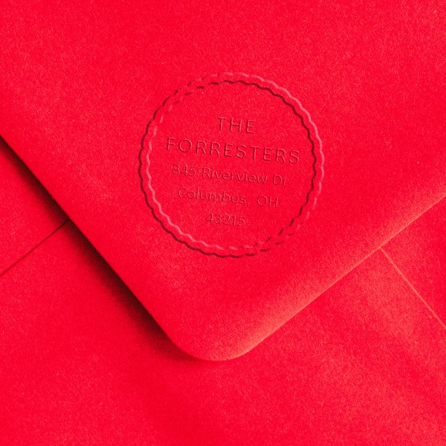 Wavy edge simple round holiday return address embosser (Creator Uploaded)