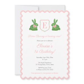 Wavy Edge Some Bunny Is One 1st Birthday Party Invitation