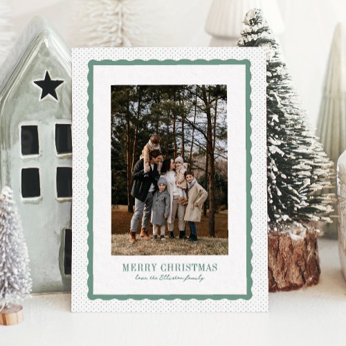 Wavy edge trendy one photo Christmas Letterpress Photo Cards