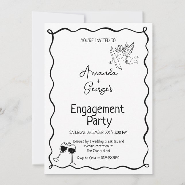Wavy Engagement Announcement wedding (Front)