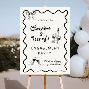 Wavy Engagement Party Sign, Whimsical Engagement Foam Board