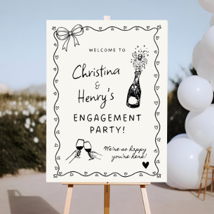 Wavy Engagement Party Sign, Whimsical Engagement Foam Board