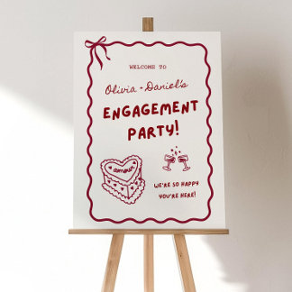 Wavy Engagement Party Welcome Sign: Hand-Drawn Fre Foam Board